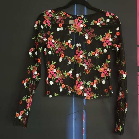 Kimchi Blue @ UO Floral Embroidered Mesh Crop Top - Picture 4 of 6